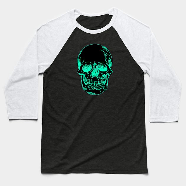 Artistic Linear Skull Baseball T-Shirt by Cds Design Store